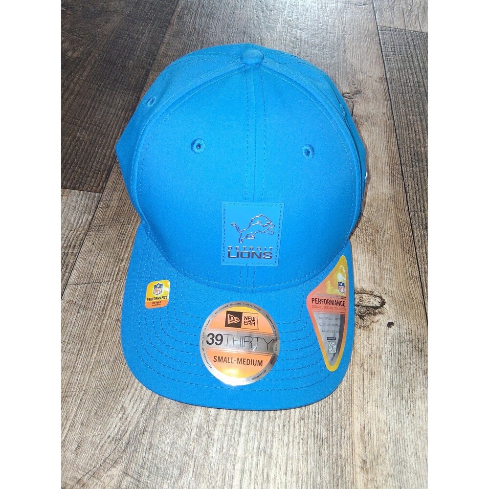 NWT! Blue New Era Detroit Lions 2025 Sideline 39Thirty Flex Fitted Hat, S/M